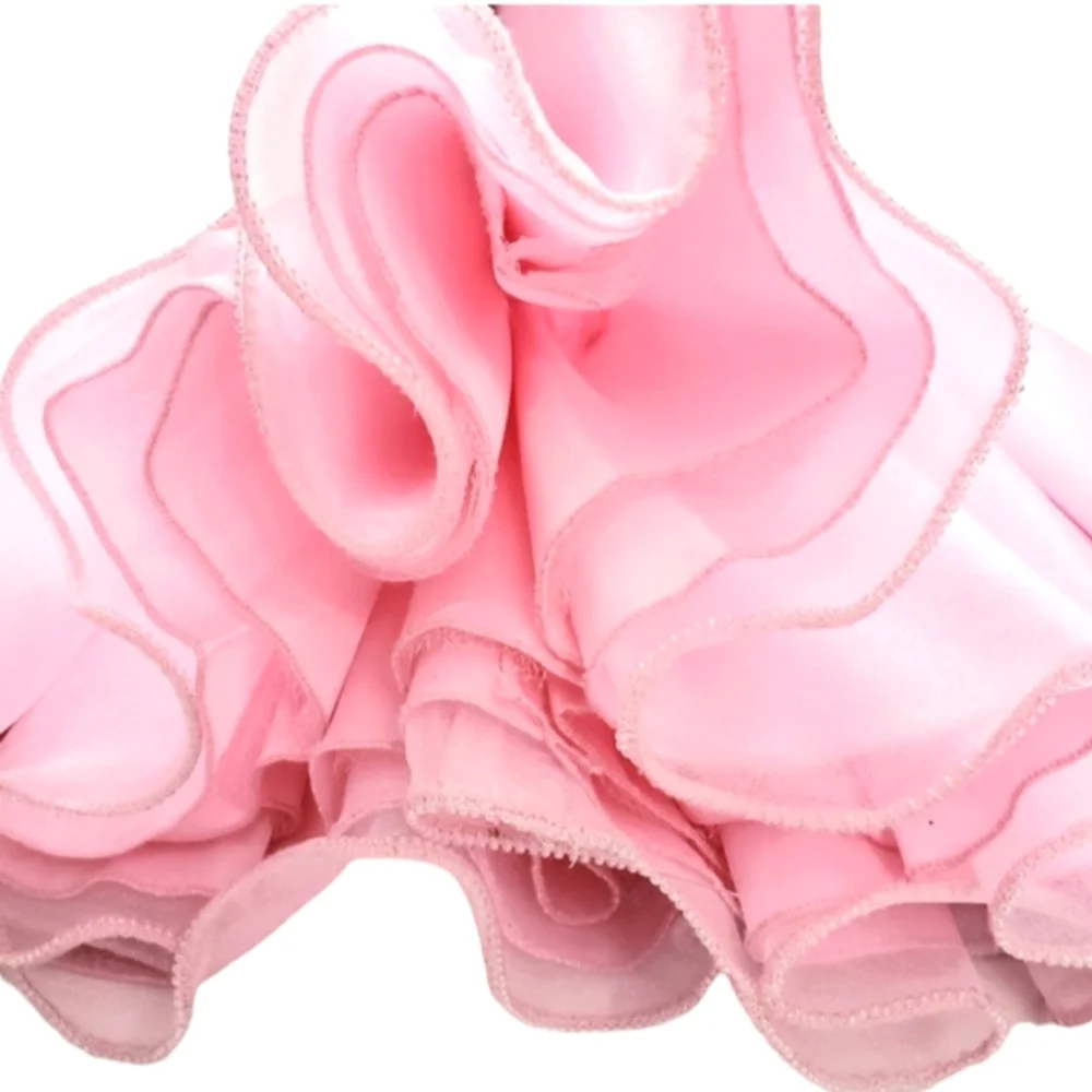 Custom Pink Chiffon Embroidered Rhinestone/Beaded Party/Pageant  2pc Dress